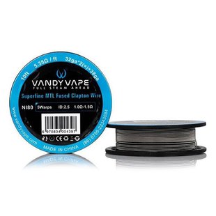 Катушка проволоки Vandy Vape Ni80 Superfine MTL Fused Clapton Wire Котушка дроту Vandy Vape Ni80 Superfine MTL Fused Clapton Wire фото